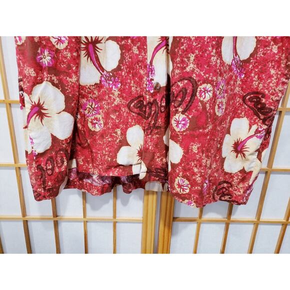 Vintage Everything Coca Cola Men's Hawaiian Shirt Red Floral Button Up - Size XL - Picture 7 of 13